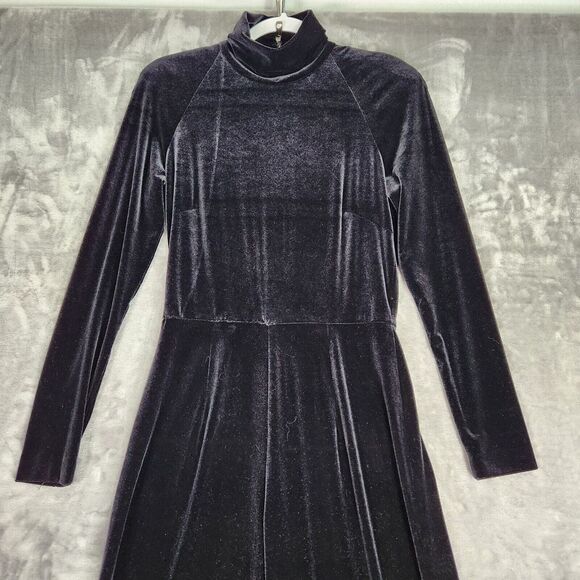 VTG Lillie Rubin Jumpsuit Womans 6 Black Velvet Mock Neck Long Sleeve 1 Pc Goth - Picture 3 of 14